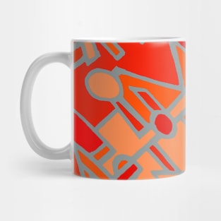 African Contemporary Kuba - Scarlet Orange Gray Mug